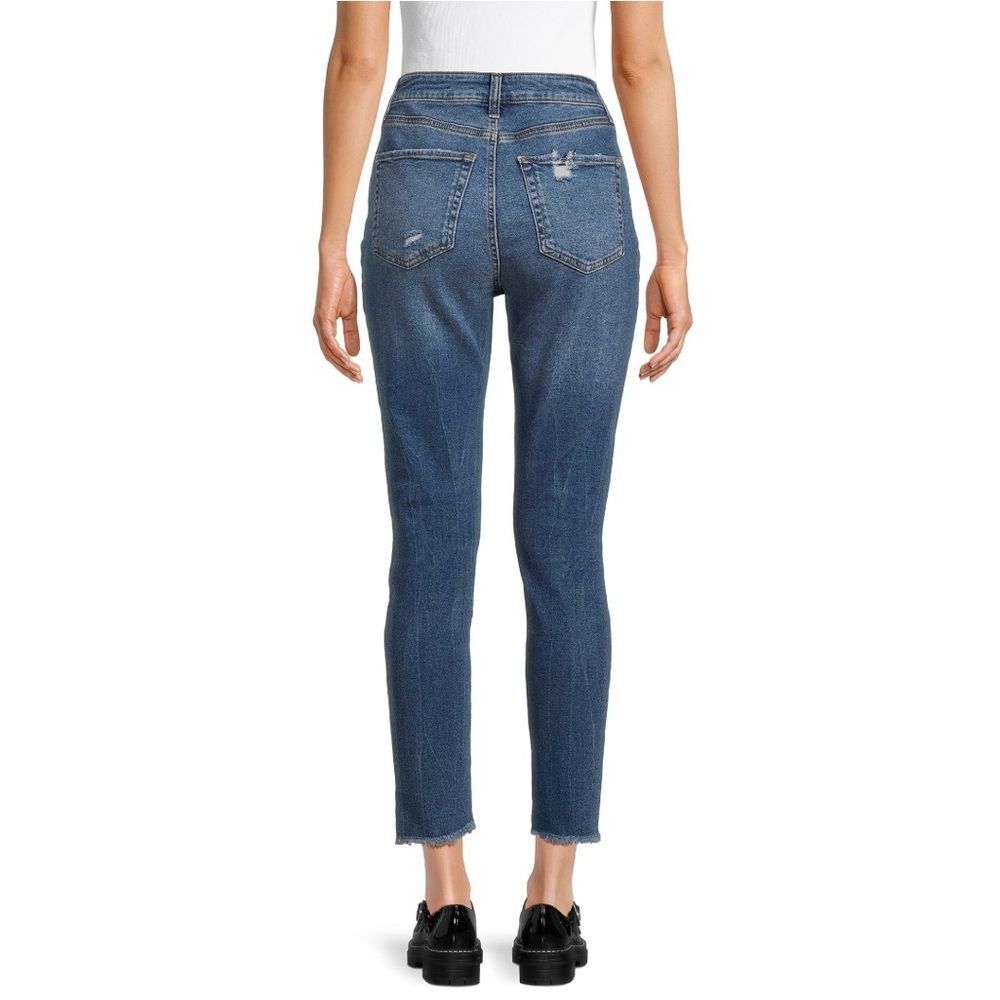 No Boundaries High Rise Mom Jeans Distressed Stretch Fray Hem NOBO Sz 11 NWT - Picture 3 of 6